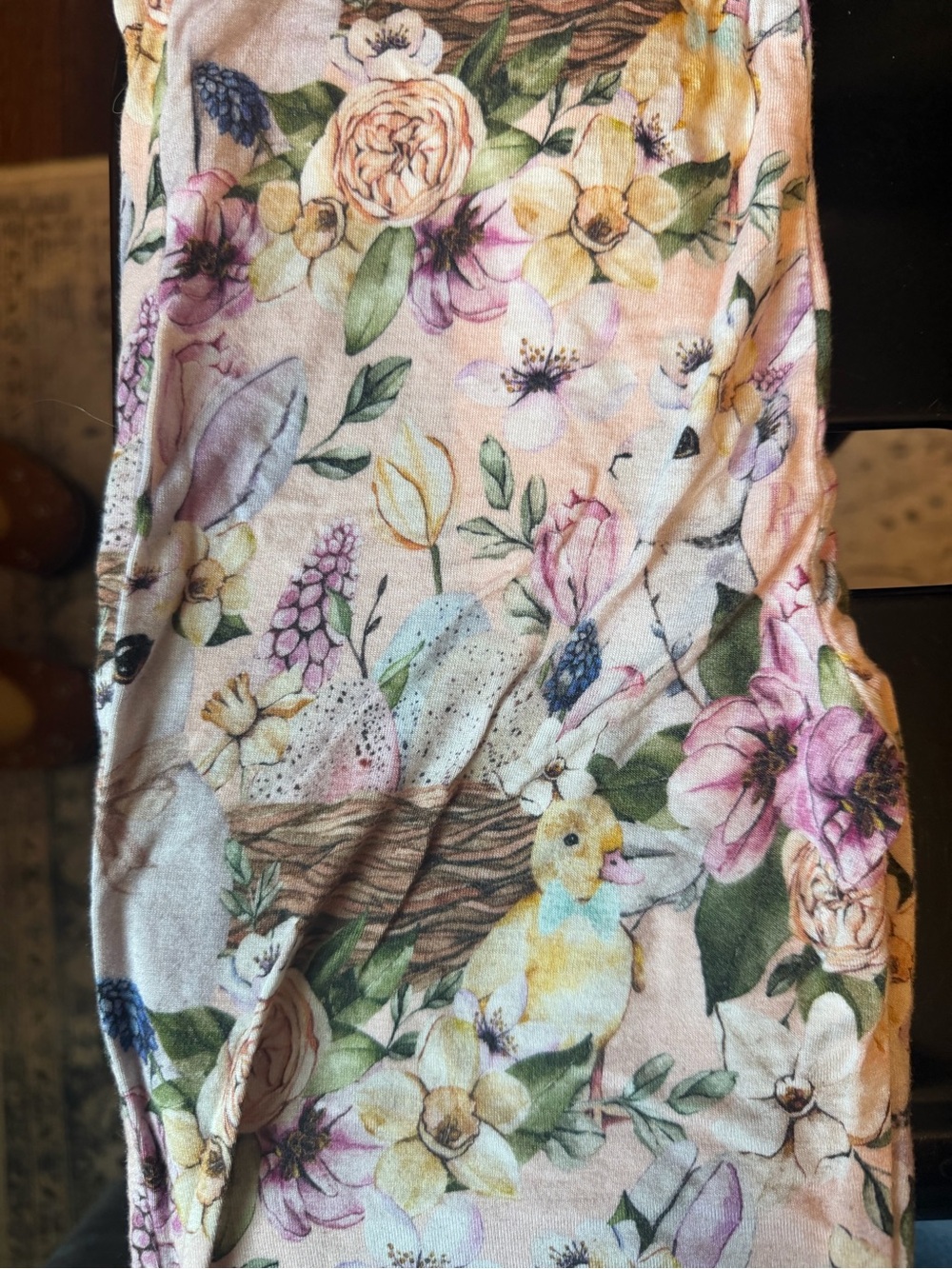 Bunny & Duck Print Soft Knit Top - Pastel Garden Colors